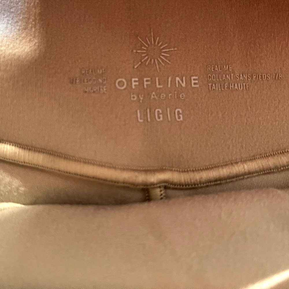 Aerie Real Me 7/8 Crossover Offline light beige Leggings, Sz L - Picture 4 of 4